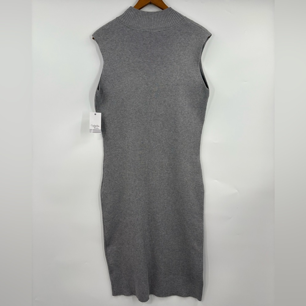 Ophelia Roe Grey Ribbed Sweater Midi Dress | XL - Picture 4 of 6